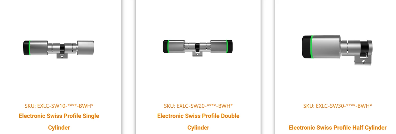 Electronic cylinder lock options across several profiles